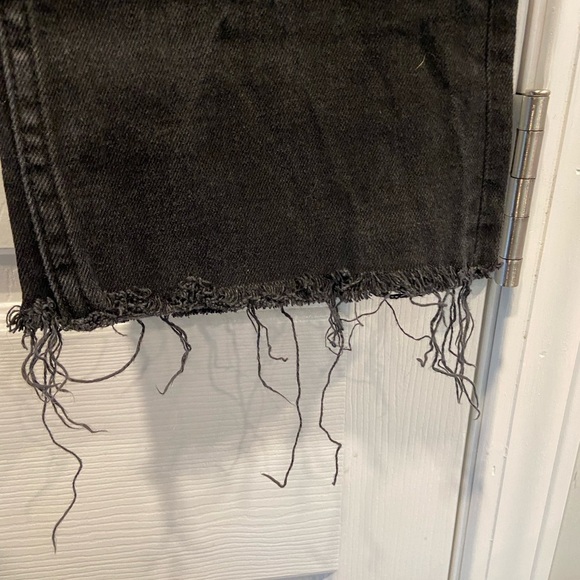 Everlane Size 30 Black Zip Up Stretch Cotton Denim Jeans Raw Hem Copped - Picture 3 of 13